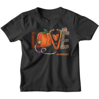 Love Nurse Pumpkin Leopard Fall Halloween Thanksgiving Women V2 Youth T-shirt - Thegiftio UK