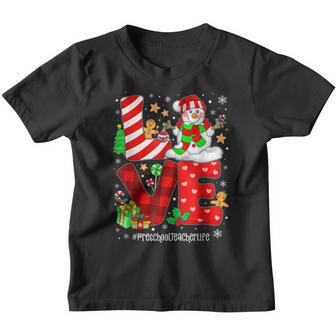 Love Preschool Teacher Life Snowman Christmas Teacher Xmas Youth T-shirt - Thegiftio UK
