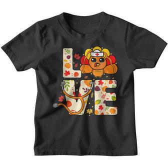 Love Turkey Stethoscope Nurse Life Funny Thanksgiving Fall V2 Youth T-shirt - Thegiftio UK