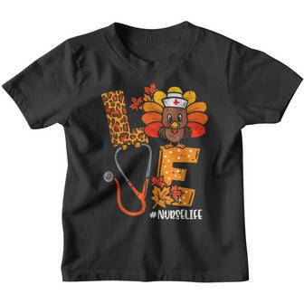 Love Turkey Stethoscope Nurse Life Thanksgiving Fall Women V4 Youth T-shirt - Thegiftio UK