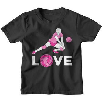 Love Volleyball Player Girl Game Lover Present Valentine Day Youth T-shirt - Seseable