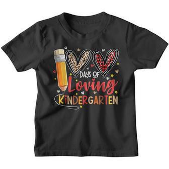 Loving 100 Days Of School Kindergarten Teacher Leopard Plaid Youth T-shirt - Thegiftio UK