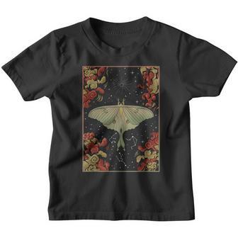Luna Moth Print Dark Academia Aesthetic Witchy Celestial Youth T-shirt - Thegiftio UK