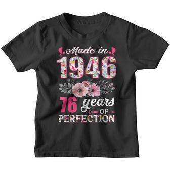 Made In 1946 Floral 76 Year Old 76Th Birthday Gifts Women Youth T-shirt - Thegiftio UK