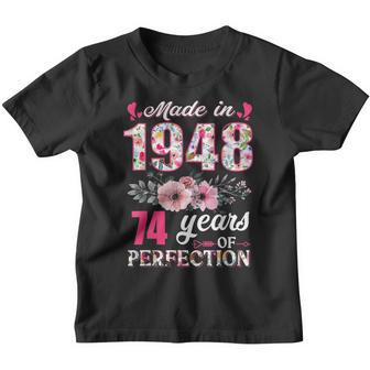 Made In 1948 Floral 74 Year Old 74Th Birthday Gifts Women Youth T-shirt - Thegiftio UK