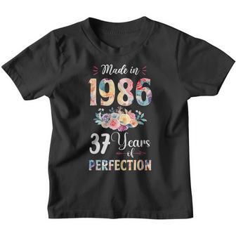 Made In 1986 Floral 37 Year Old 37Th Birthday Gift For Girls Youth T-shirt - Thegiftio UK