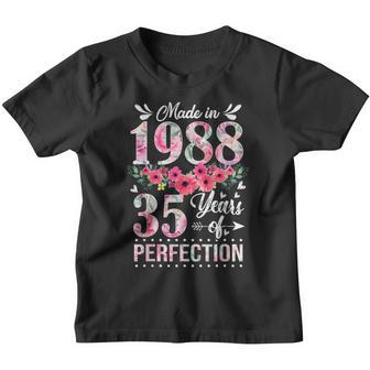 Made In 1988 Floral Vintage 35Th Birthday Gifts Girls Women Youth T-shirt - Thegiftio UK