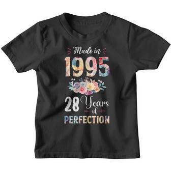 Made In 1995 Floral 28 Year Old 28Th Birthday Gift For Girls Youth T-shirt - Thegiftio UK