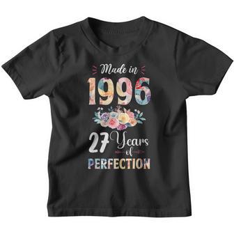 Made In 1996 Floral 27 Year Old 27Th Birthday Gift For Girls Youth T-shirt - Thegiftio UK