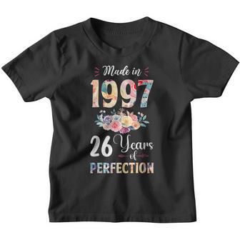Made In 1997 Floral 26 Year Old 26Th Birthday Gift For Girls Youth T-shirt - Thegiftio UK