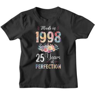 Made In 1998 Floral 25 Year Old 25Th Birthday Gift For Girls Youth T-shirt - Thegiftio UK