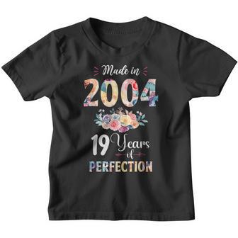 Made In 2004 Floral 19 Year Old 19Th Birthday Gift For Girls Youth T-shirt - Thegiftio UK