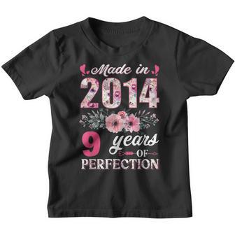 Made In 2014 Floral 9 Year Old 9Th Birthday Girls Women Youth T-shirt - Thegiftio UK