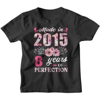 Made In 2015 Floral 8 Year Old 8Th Birthday Girls Women Youth T-shirt - Thegiftio UK