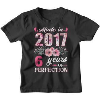 Made In 2017 Floral 6 Year Old 6Th Birthday Girls Women Youth T-shirt - Thegiftio UK