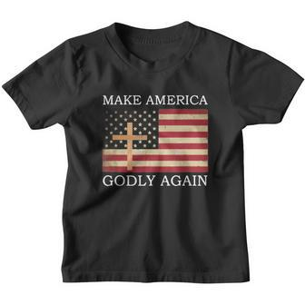 Make America Godly Again American Flag V2 Youth T-shirt - Thegiftio UK