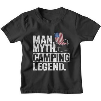 Man Myth Camping Legend Us American Flag Chair Camping Dad Gift Youth T-shirt - Monsterry