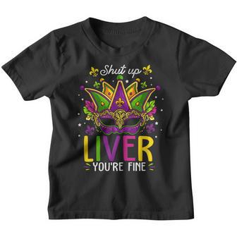 Mardi Gras Shut Up Liver Jester Mask Women Girl Outfit Youth T-shirt - Thegiftio UK