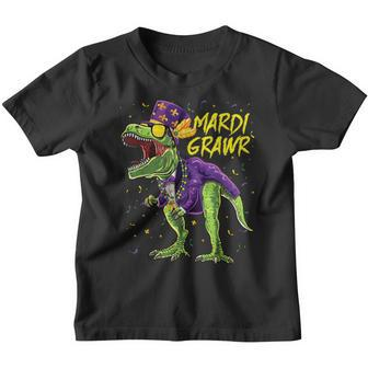 Mardi Grawr T-Rex Dinosaur Dino Mardi Gras Kids Boys Toddler Youth T-shirt - Thegiftio UK