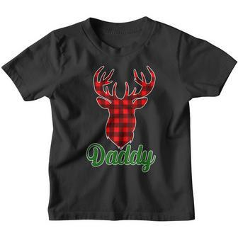Matching Holiday Family Plaid Reindeer Daddy Youth T-shirt - Monsterry
