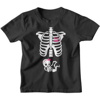 Maternity Baby Girl Skeleton Cute Halloween Pregnancy Bump Youth T-shirt - Thegiftio UK