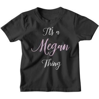 Megan Name Personalized Birthday Christmas Girl Pink Gift Youth T-shirt - Thegiftio UK