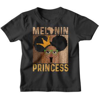 Melanin Princess African American Afro Puff Black Girls Youth T-shirt - Thegiftio UK