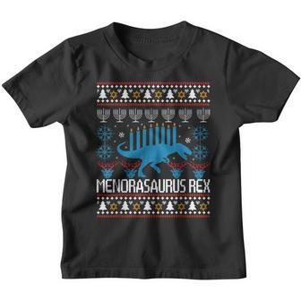 Menorasaurus Rex Dinosaur T Rex Hanukkah Ugly Gifts Boys Kid V2 Youth T-shirt - Thegiftio UK