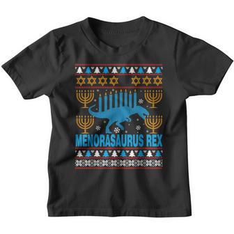 Menorasaurus Rex Dinosaur T Rex Hanukkah Ugly Gifts Boys Kid Youth T-shirt - Thegiftio UK