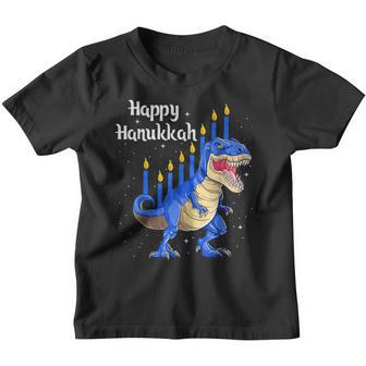 Menorasaurus Rex T Rex Dinosaur Hanukkah Boys Kids Youth T-shirt - Thegiftio UK