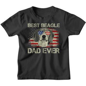 Mens Best Beagle Dad Ever Dog Lover American Flag Gift Youth T-shirt - Thegiftio UK