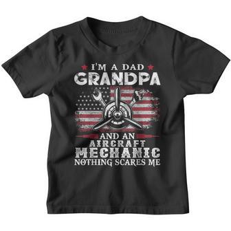 Mens Dad Grandpa Aircraft Mechanic Nothing Scares Me Fathers Day Youth T-shirt - Thegiftio UK