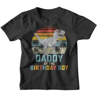 Mens Daddy Dinosaur Of The Birthday Boy Dad Matching Family Youth T-shirt - Seseable