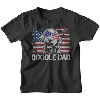 Mens Doodle Dad Goldendoodle Dog American Flag 4Th Of July Youth T-shirt - Thegiftio UK