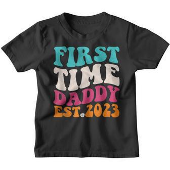 Mens First Time Daddy New Dad Est 2023 Fathers Day Dad Baby Kids Youth T-shirt - Thegiftio UK