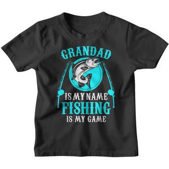 Mens Grandad Is My Name Fishing Is My Game Grandpa Youth T-shirt - Thegiftio UK