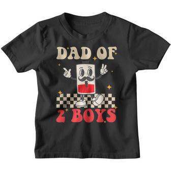 Mens Hippie Face Battery Dad Of 2 Boys Retro Groovy Fathers Day Youth T-shirt - Thegiftio UK