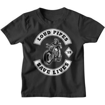 Mens Loud Pipes Save Lives - Biker Youth T-shirt - Thegiftio UK