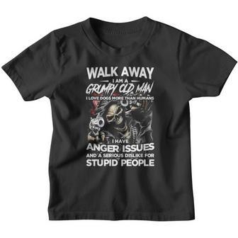 Mens Walk Away I Am A Grumpy Old Man I Love Dogs More Youth T-shirt - Thegiftio UK