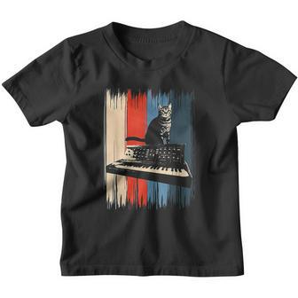 Meowg Cat On Keyboard Moog Synthesizer Youth T-shirt - Thegiftio UK