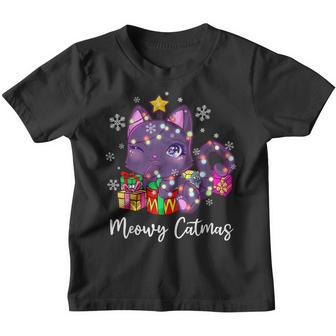 Meowy Catmas Funny Christmas Cat Kitten Kid Girl Women Youth T-shirt - Thegiftio UK