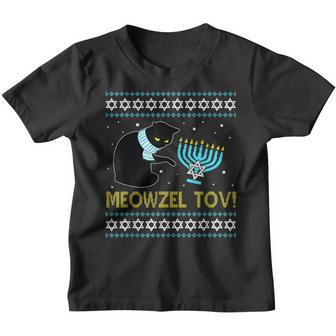 Meowzel Tov Black Cat Funny Hanukkah Chanukah Men Women Kids V2 Youth T-shirt - Thegiftio UK
