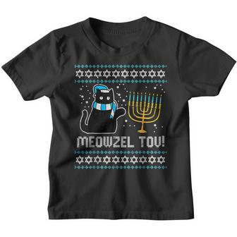 Meowzel Tov Black Cat Funny Hanukkah Chanukah Men Women Kids Youth T-shirt - Thegiftio UK