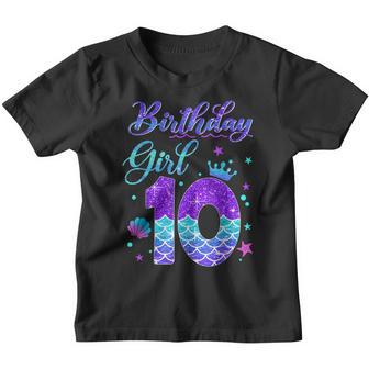 Mermaid Birthday Girl 10 Year Old Its My 10Th Bday Mermaid Youth T-shirt - Thegiftio UK