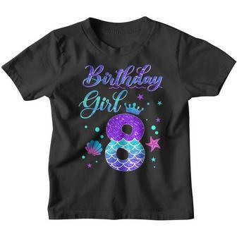 Mermaid Birthday Girl 8 Year Old Its My 8Th Birthday Mermaid V2 Youth T-shirt - Thegiftio UK