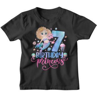 Mermaid Birthday Princess 7 Year Old Girl 7Th Bday Mermaid Youth T-shirt - Thegiftio UK