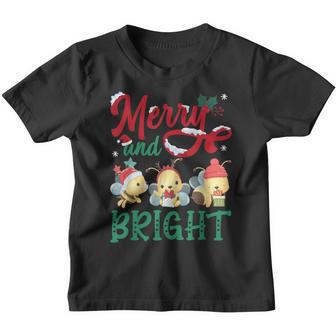 Merry And Bright Bee Christmas Youth T-shirt - Thegiftio UK