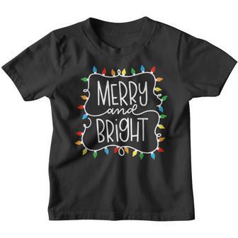 Merry And Bright Christmas Women Girls Kids Toddlers Cute Youth T-shirt - Thegiftio UK
