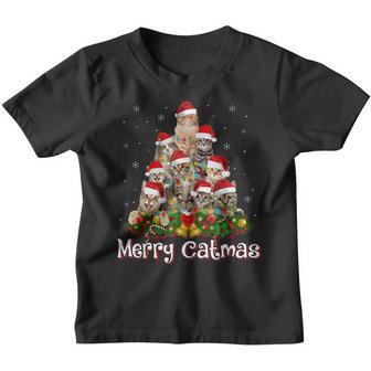 Merry Catmas Cat Christmas Pajamas X-Mas Ugly Sweater Womens Youth T-shirt - Thegiftio UK