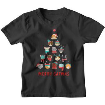 Merry Catmas Cat Christmas Tree Feline Festive Youth T-shirt - Thegiftio UK